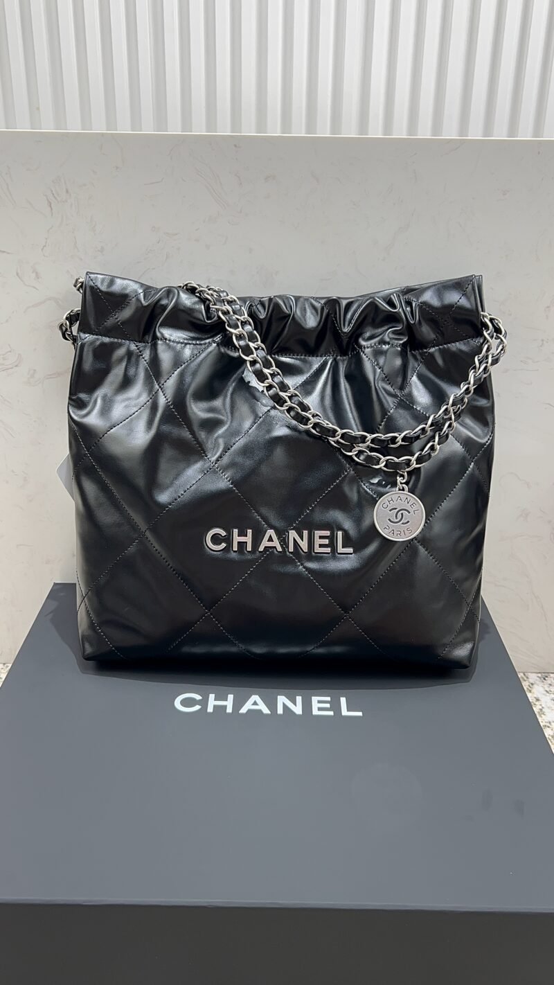 Chanel Shiny Calfskin Quilted Small Chanel 22 Black