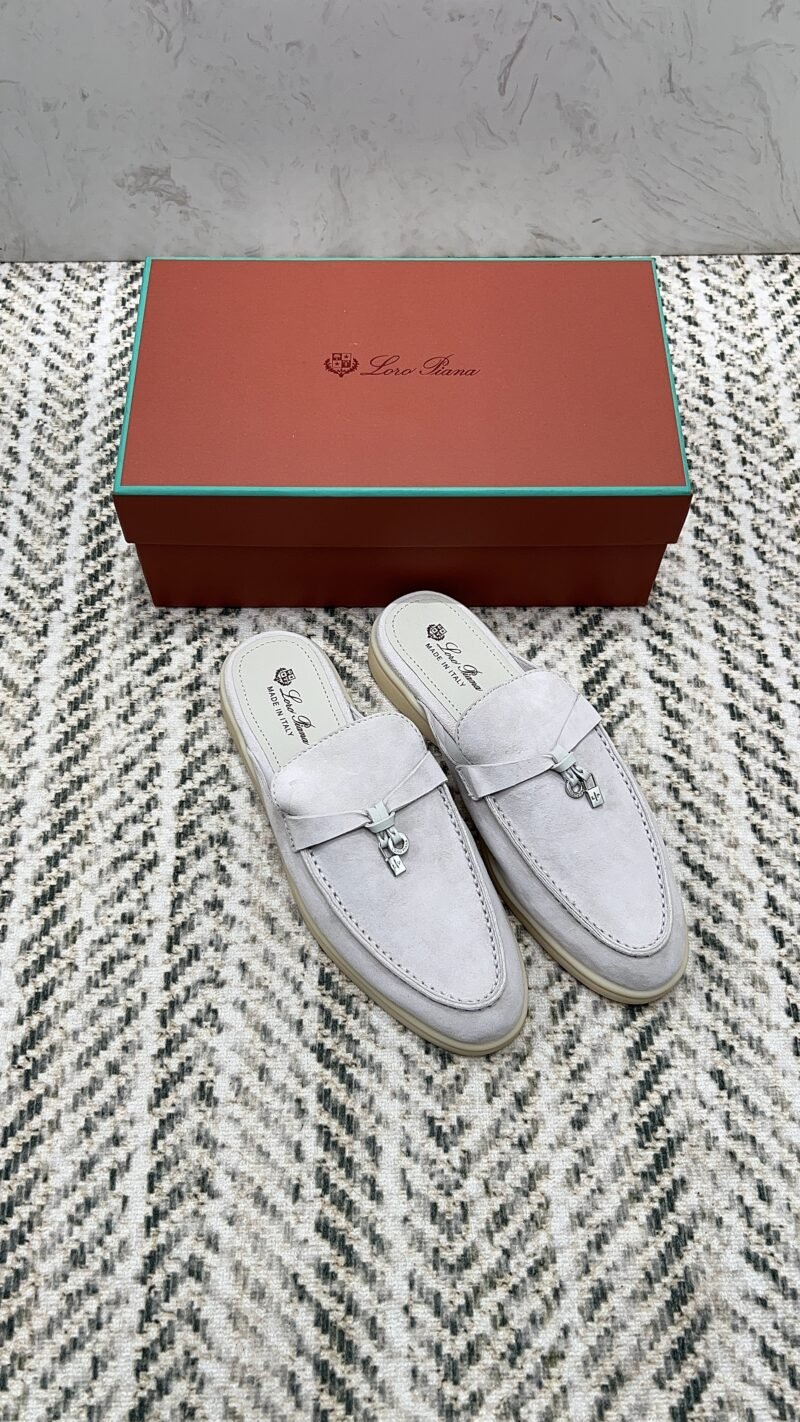 Loro Piana Charms Walk Babouche Loafer Grey